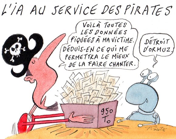 Dessin: Le cyberattaquant Titan utilise l'IA pour analyser les données volées